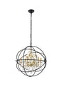 Cordelia 6 Light Black and Gold Crystal Pendant