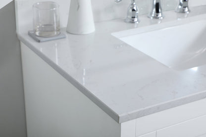 36 inch Single Bathroom Vanity in White with Backsplash