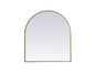 Metal Frame Arch Mirror 27x30 Inch in Brass