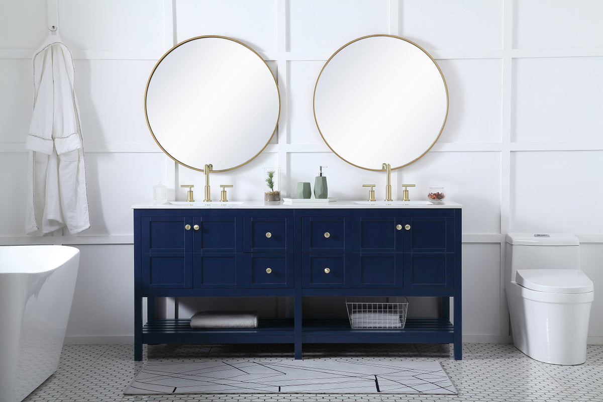72 inch Double Bathroom Vanity in Blue