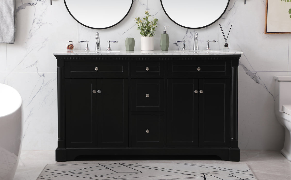60 inch double bathroom vanity set in black