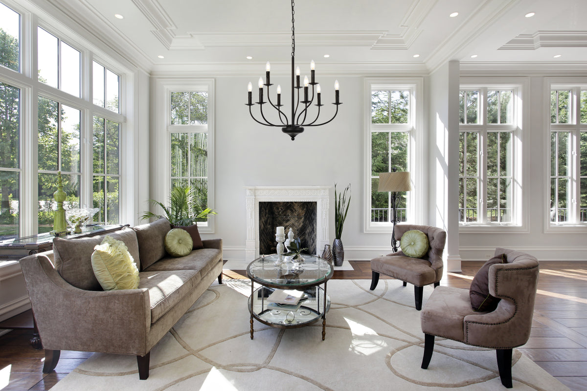 Westley 9 lights pendant in black