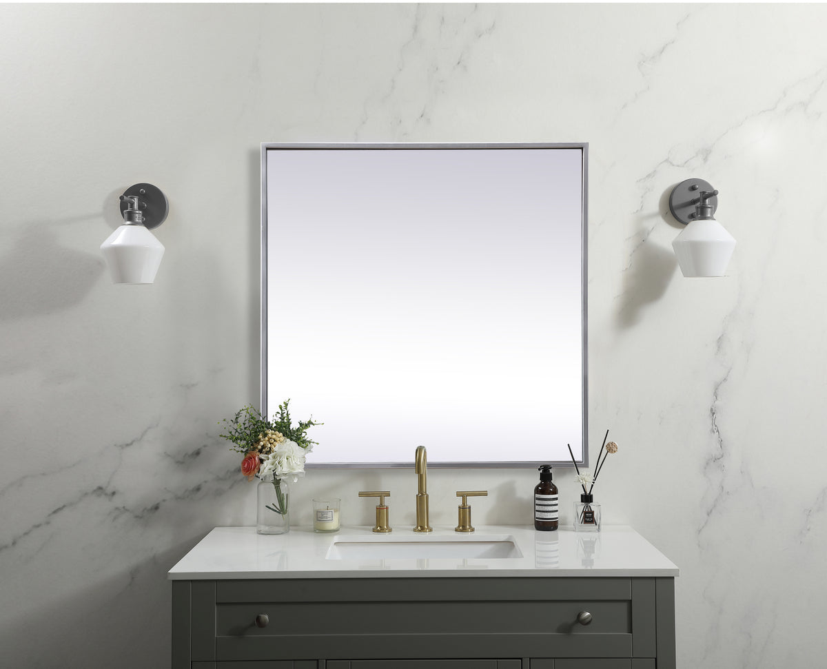Metal Frame Square Mirror 24 inch in Silver