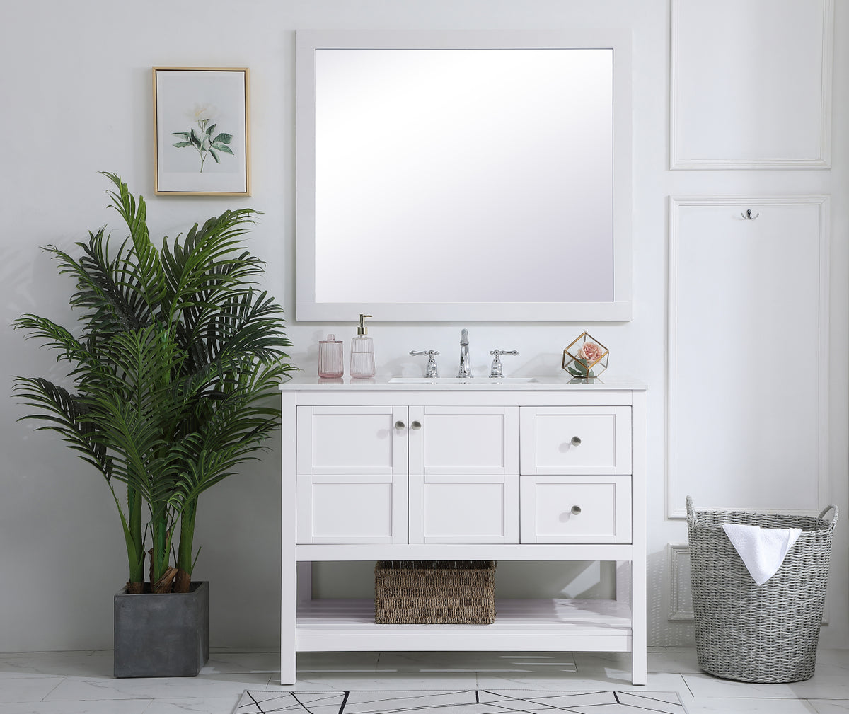 42 inch Single Bathroom Vanity in White