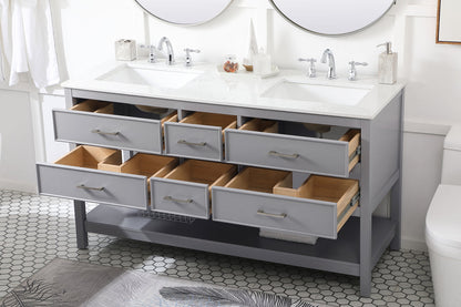 60 inch double bathroom vanity in gray
