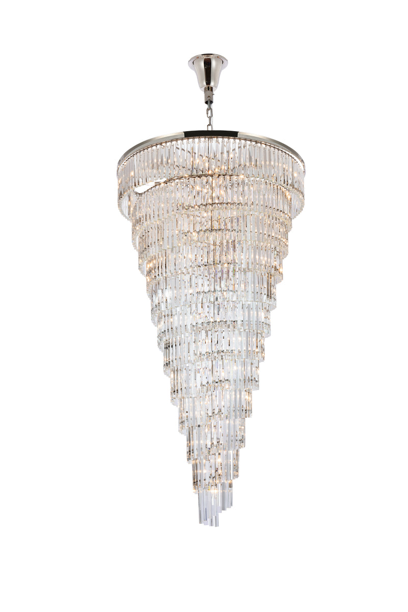 Sydney 48 inch spiral crystal chandelier in polished nickel