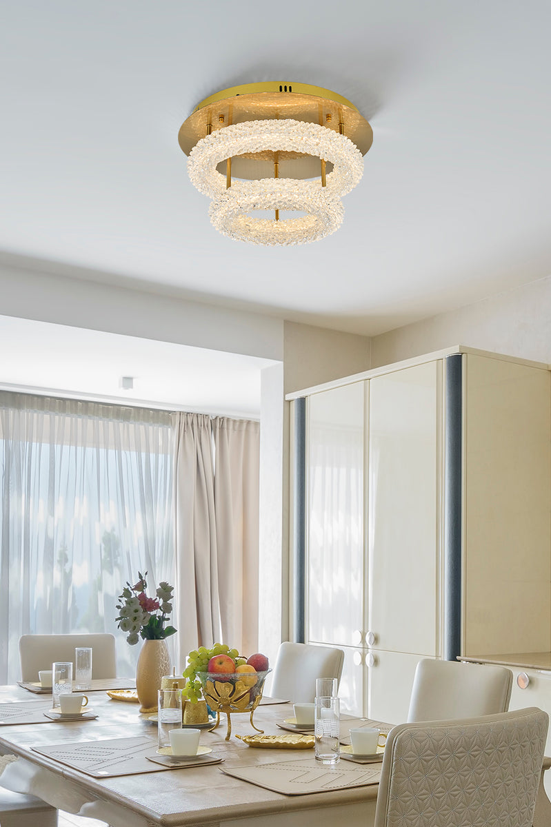 Bowen 18 inch Adjustable LED Flush Mount in Satin Gold