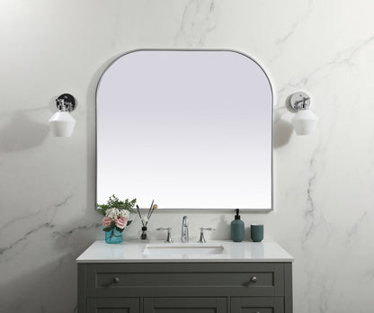 Metal Frame Arch Mirror 42x38 Inch in Silver