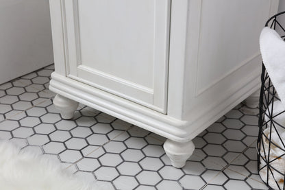 19 inch Single Bathroom vanity in antique white with ivory white engineered marble
