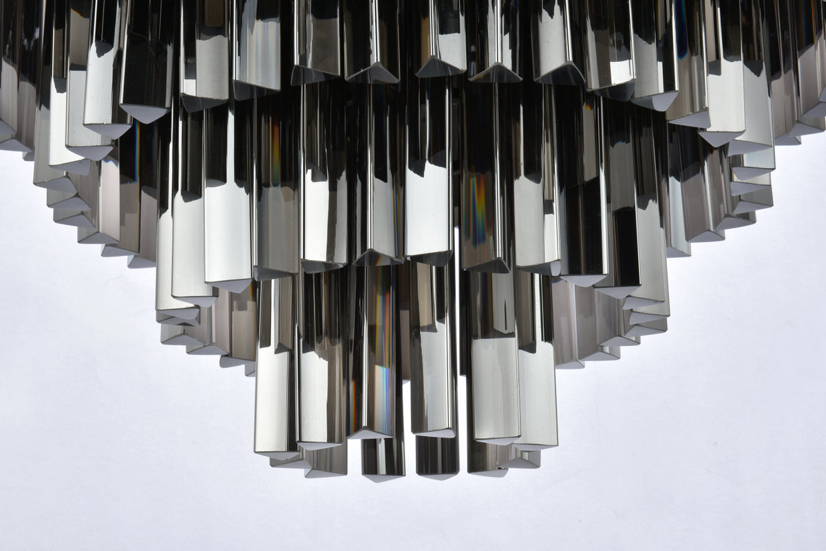 Sydney 17 light Matte Black Flush Mount Silver Shade (Grey) Royal Cut Crystal