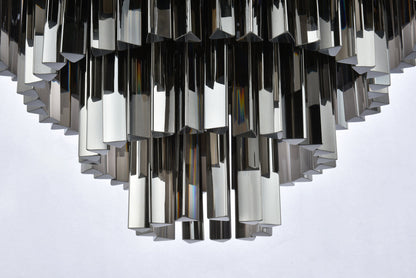 Sydney 17 light Matte Black Flush Mount Silver Shade (Grey) Royal Cut Crystal