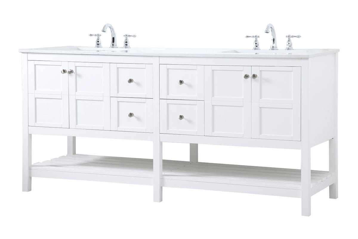 72 inch Double Bathroom Vanity in White