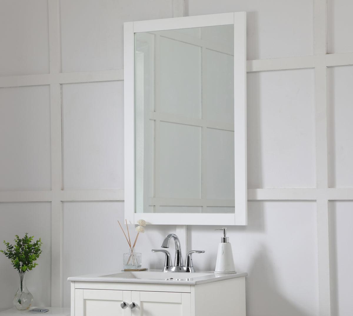 Aqua rectangle vanity mirror 24 inch in White
