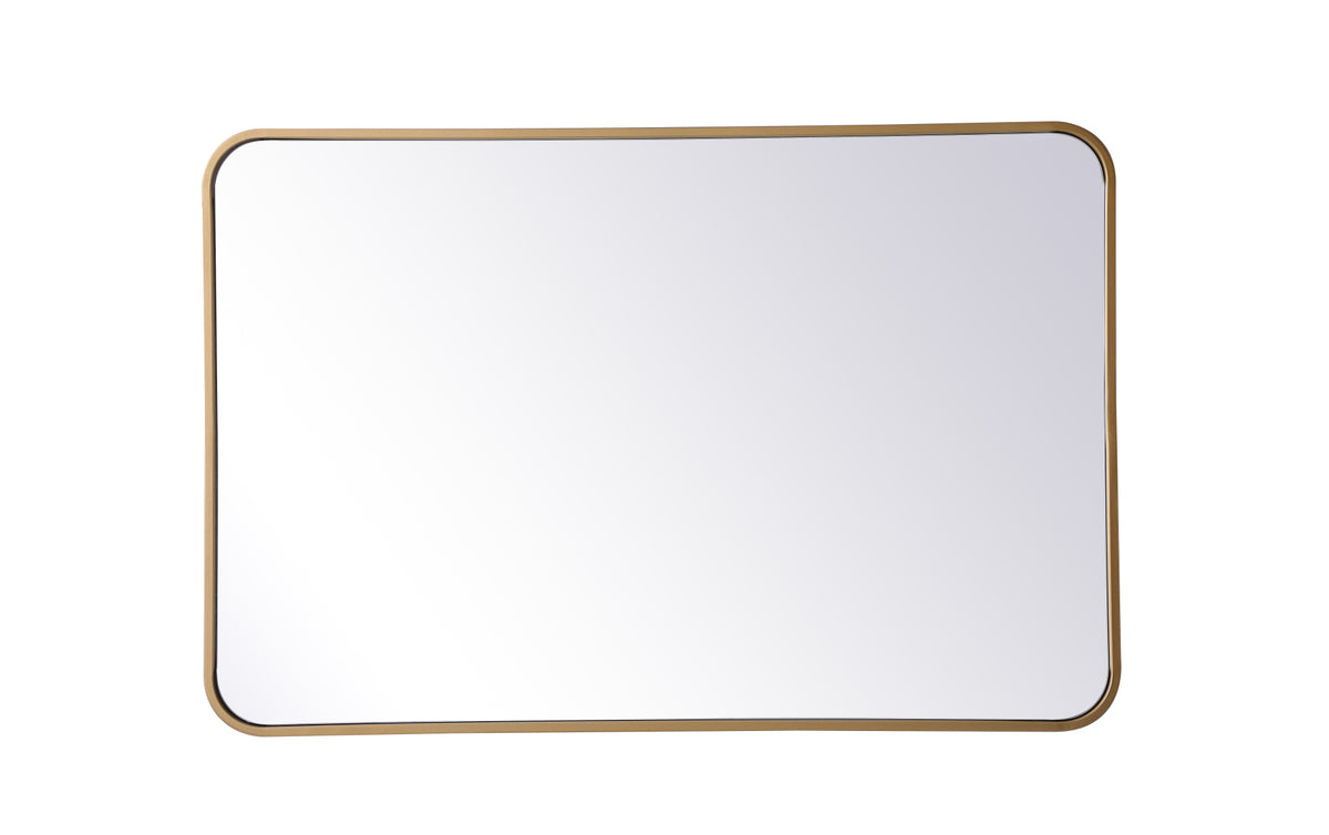Soft corner metal rectangular mirror 24x36 inch in Brass