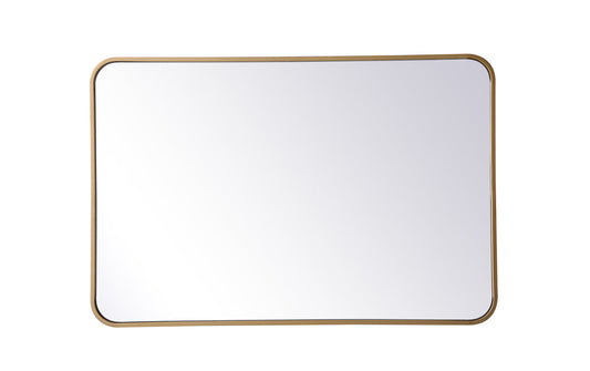 Soft corner metal rectangular mirror 24x36 inch in Brass