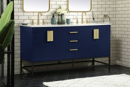 60 inch double bathroom vanity in blue
