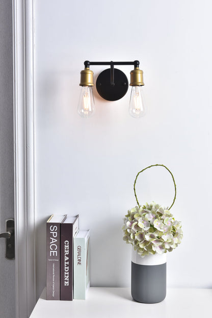 Serif 2 light brass and black Wall Sconce