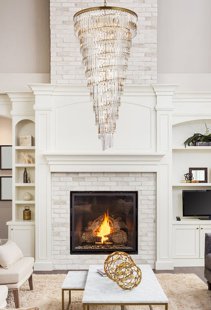 Sydney 36.5 inch spiral crystal chandelier in satin gold