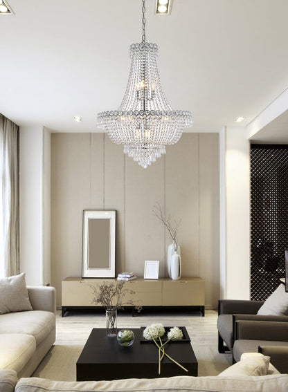 Century 12 light Chrome Chandelier Clear Royal Cut Crystal