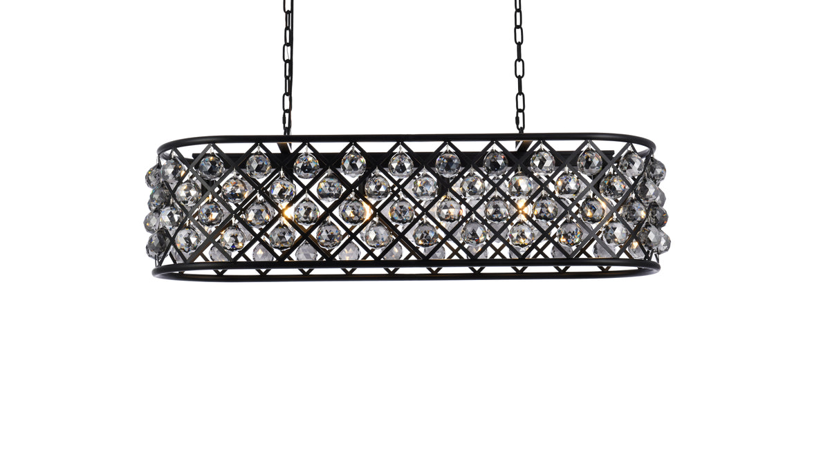 Madison 6 light Matte Black Chandelier Silver Shade (Grey) Royal Cut Crystal