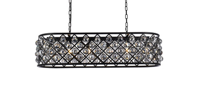 Madison 6 light Matte Black Chandelier Silver Shade (Grey) Royal Cut Crystal