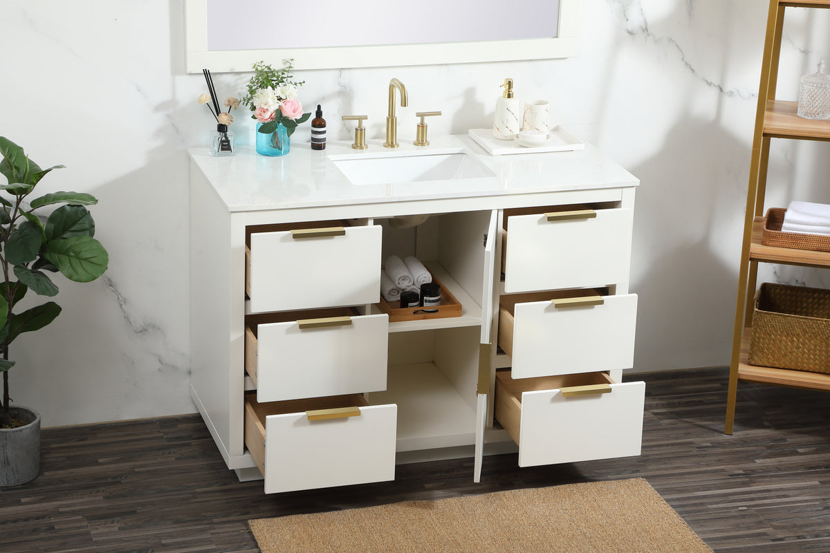 48 inch Single bathroom vanity in white