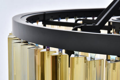 Chelsea 8 light Matte Black Chandelier Golden Teak (Smoky) Royal Cut Crystal