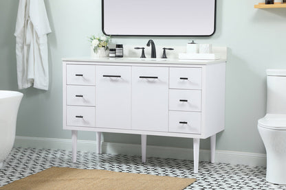 48 inch Single bathroom vanity in white with backsplash