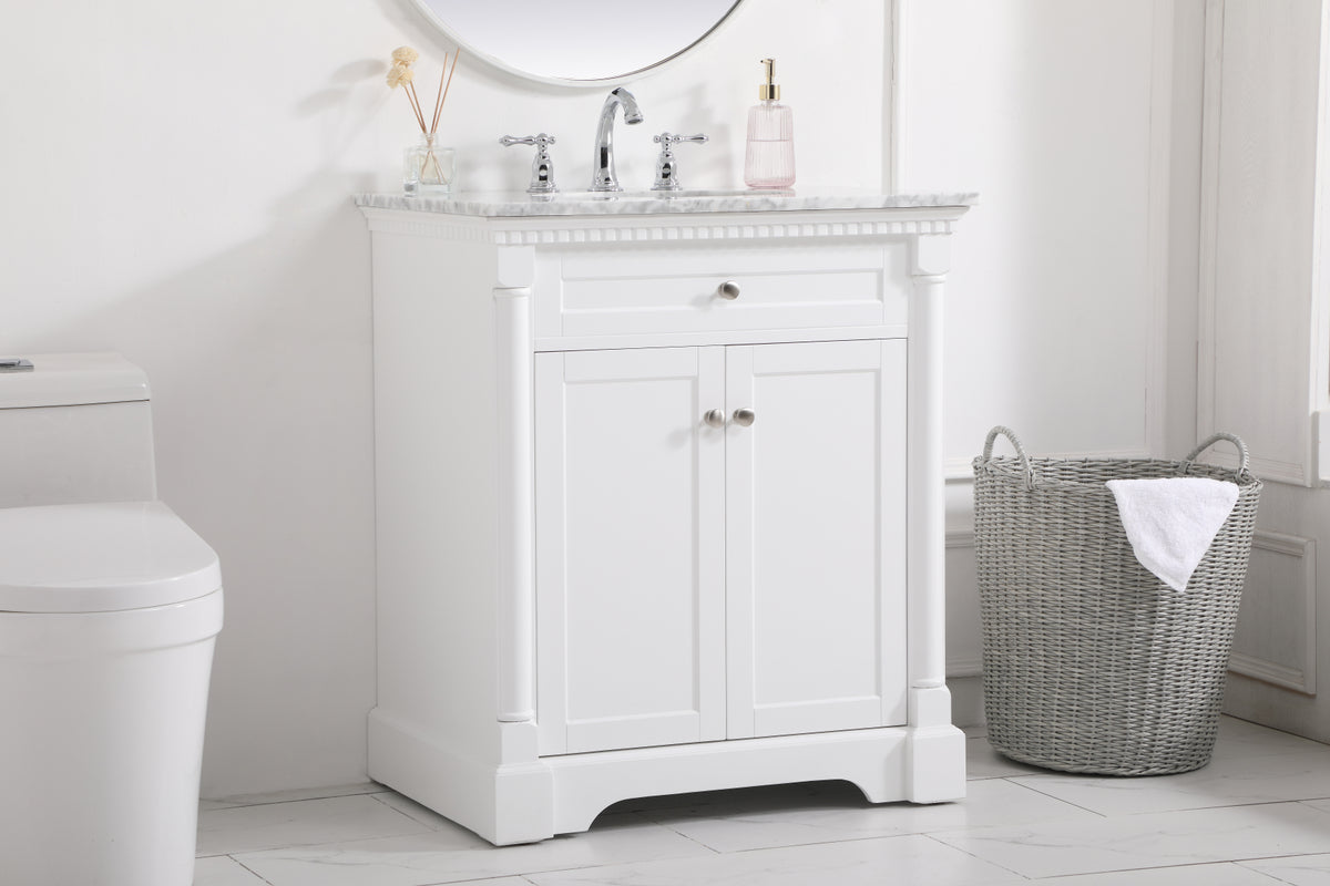 30 inch Single bathroom vanity in  White