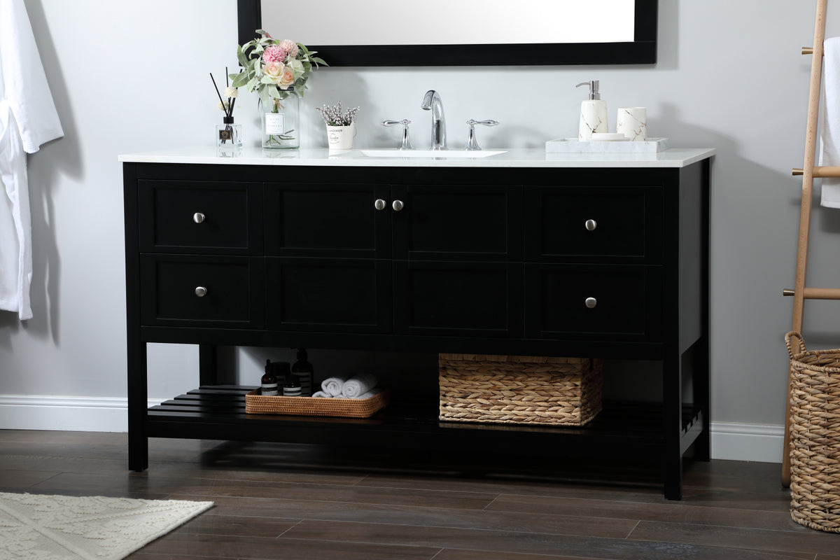 60 inch Single bathroom vanity in black