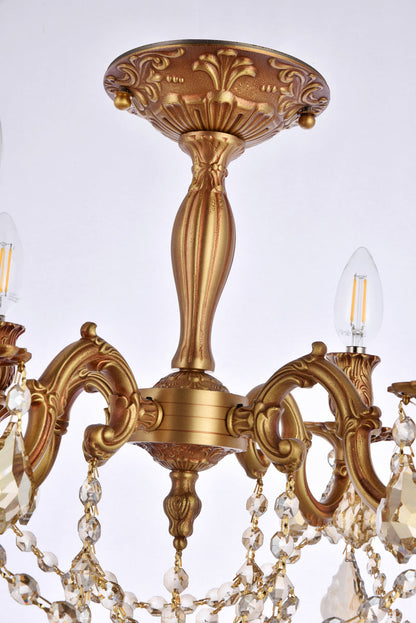 Rosalia 4 light French Gold Flush Mount Golden Teak (Smoky) Royal Cut Crystal