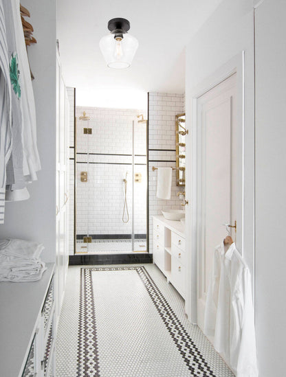 Gene 1 light Black and Clear glass Flush mount