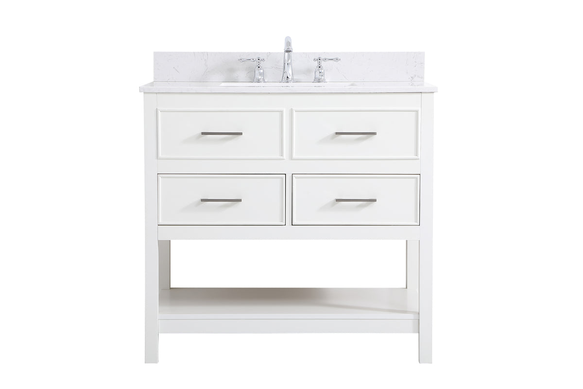 36 inch Single bathroom vanity in white with backsplash