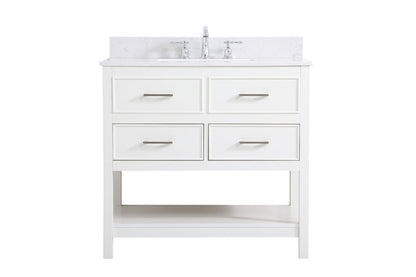 36 inch Single bathroom vanity in white with backsplash