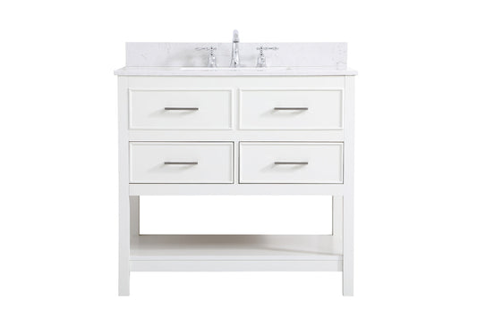 36 inch Single bathroom vanity in white with backsplash