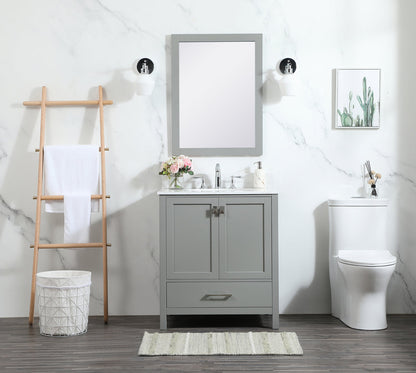 30 inch Single bathroom vanity in grey with backsplash