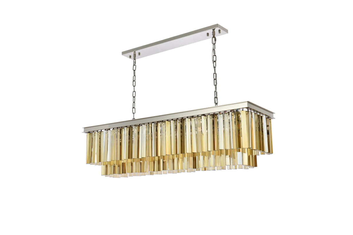 Sydney 12 light polished nickel Chandelier Golden Teak (Smoky) Royal Cut Crystal