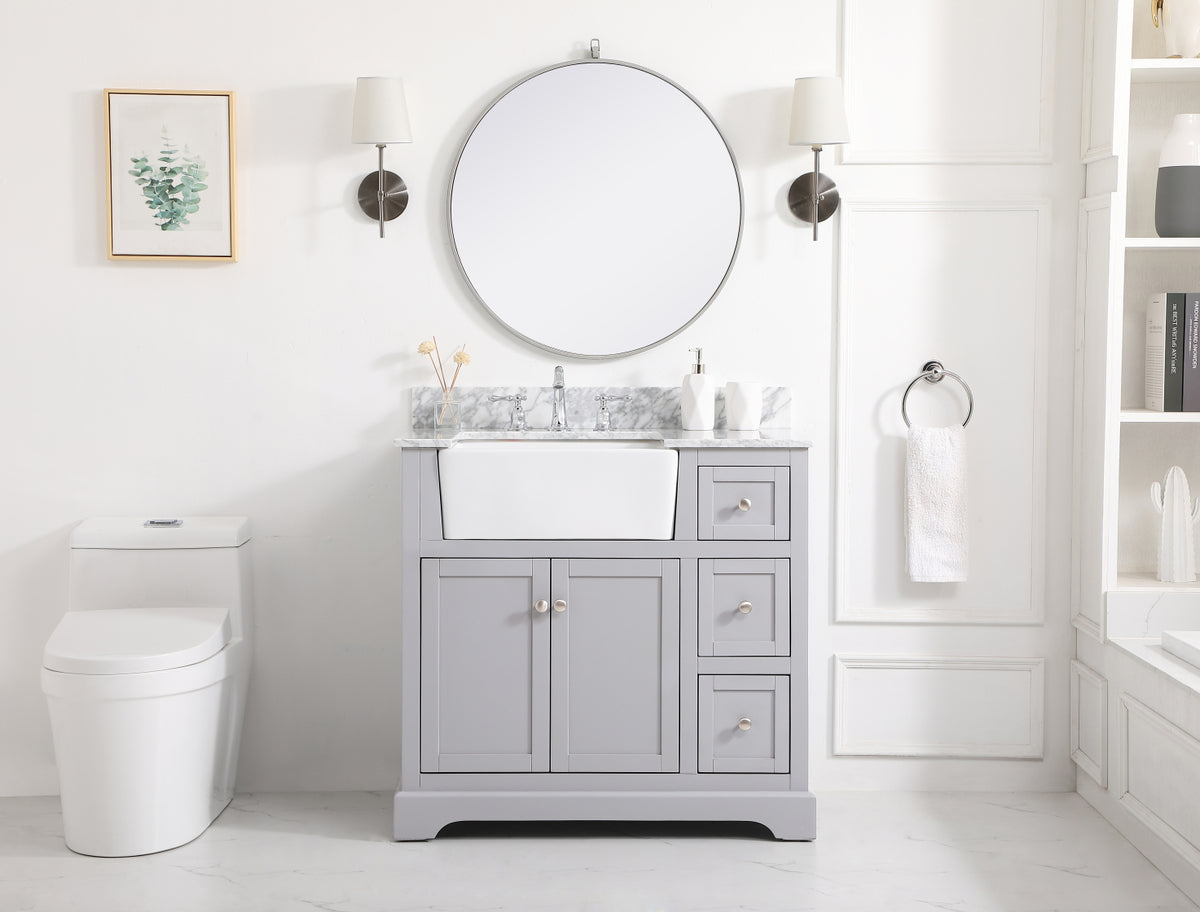 36 inch Single bathroom vanity in grey with backsplash