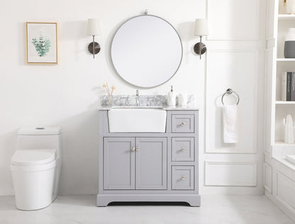 36 inch Single bathroom vanity in grey with backsplash