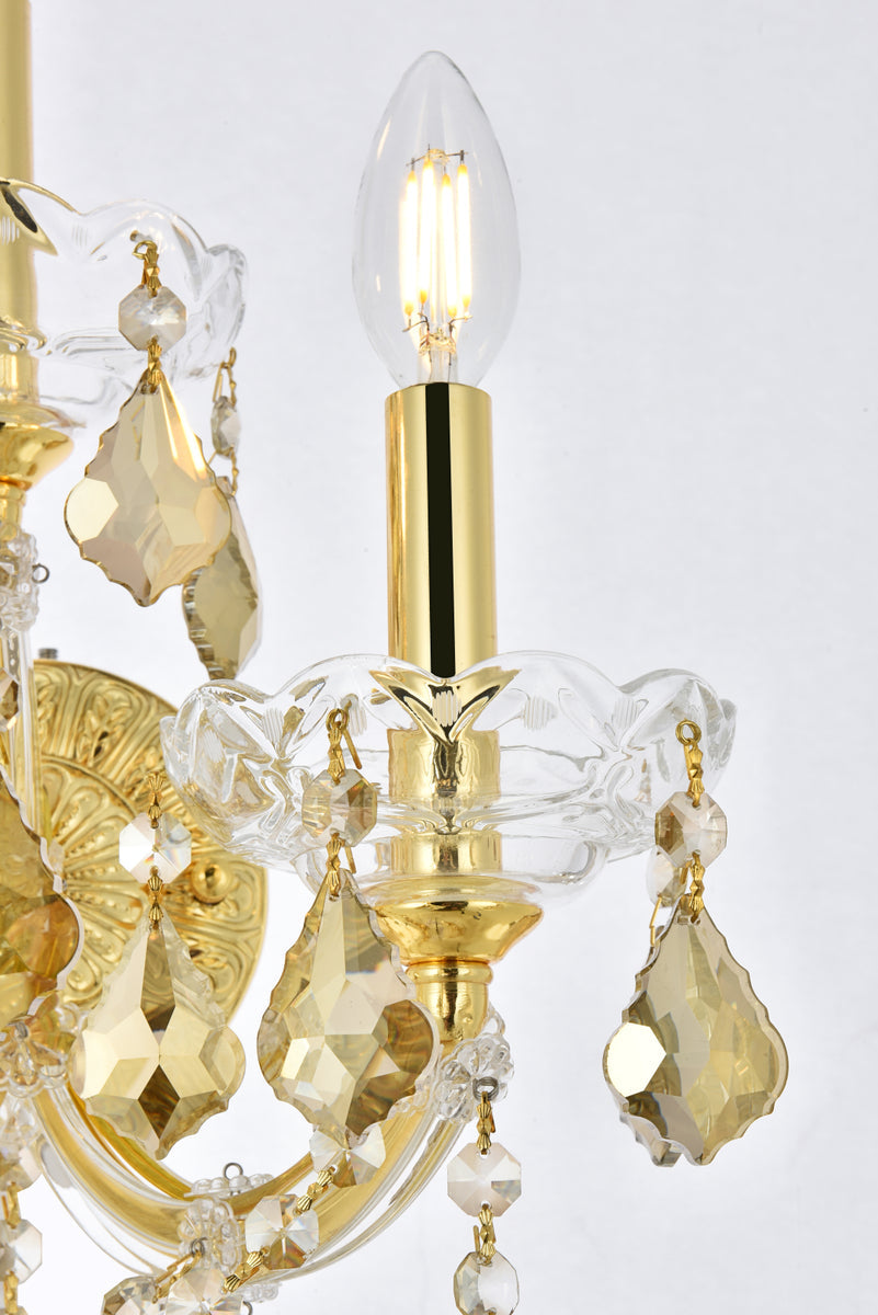 Maria Theresa 3 light Gold Wall Sconce Golden Teak (Smoky) Royal Cut Crystal