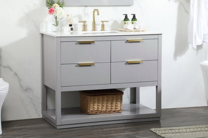 42 inch Single bathroom vanity in grey with backsplash