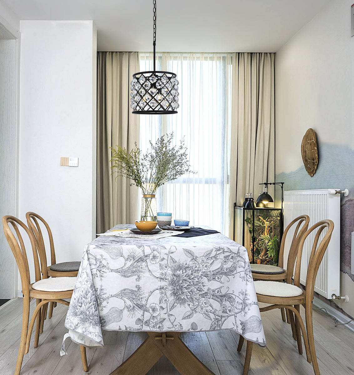 Madison 4 light Matte Black Pendant Clear Royal Cut Crystal