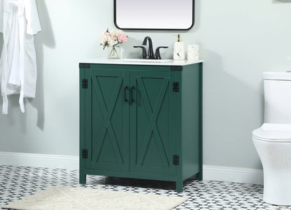 30 inch Single bathroom vanity in green