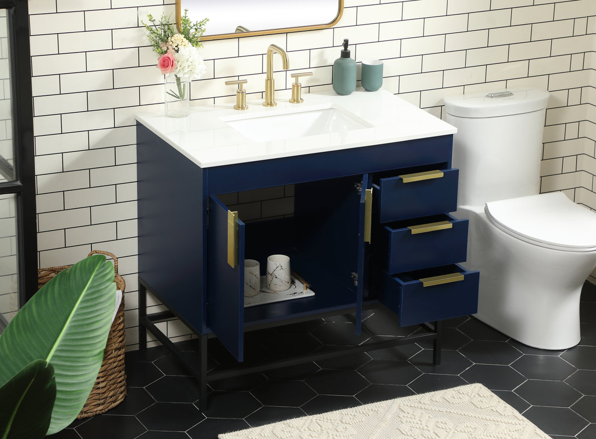 36 inch Single bathroom vanity in blue