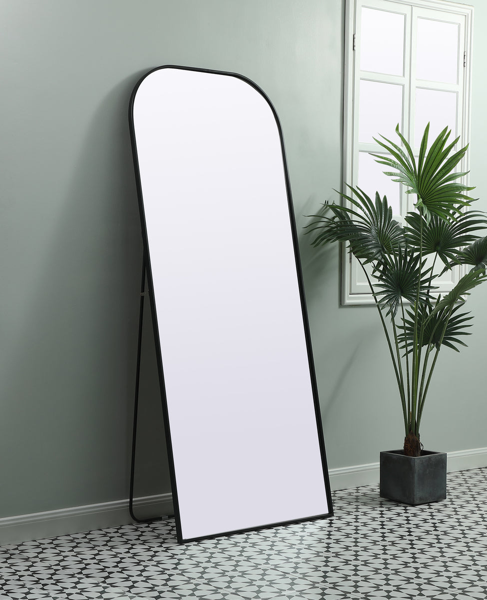 Metal Frame Arch Full Length Mirror 32x76 Inch in Black