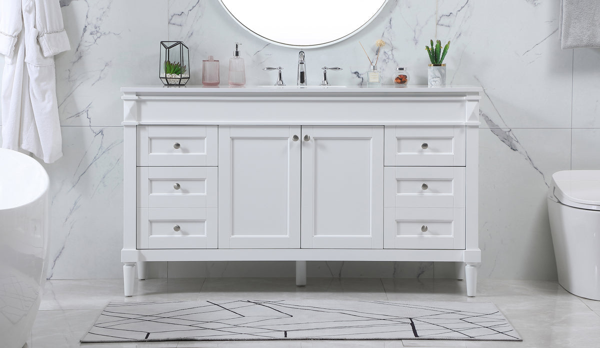 60 inch Single bathroom vanity in white