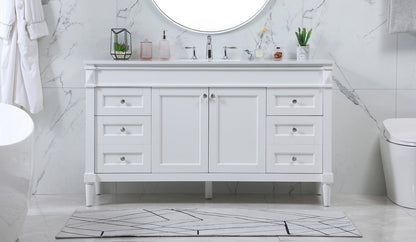 60 inch Single bathroom vanity in white