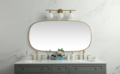 Metal Frame Oval Mirror 30x60 Inch in Brass