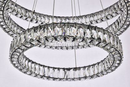Monroe 41 inch LED triple ring chandelier in black