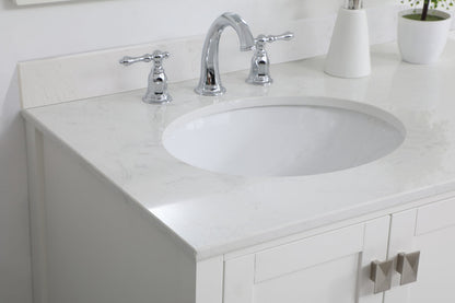 36 inch Single Bathroom Vanity in White with Backsplash